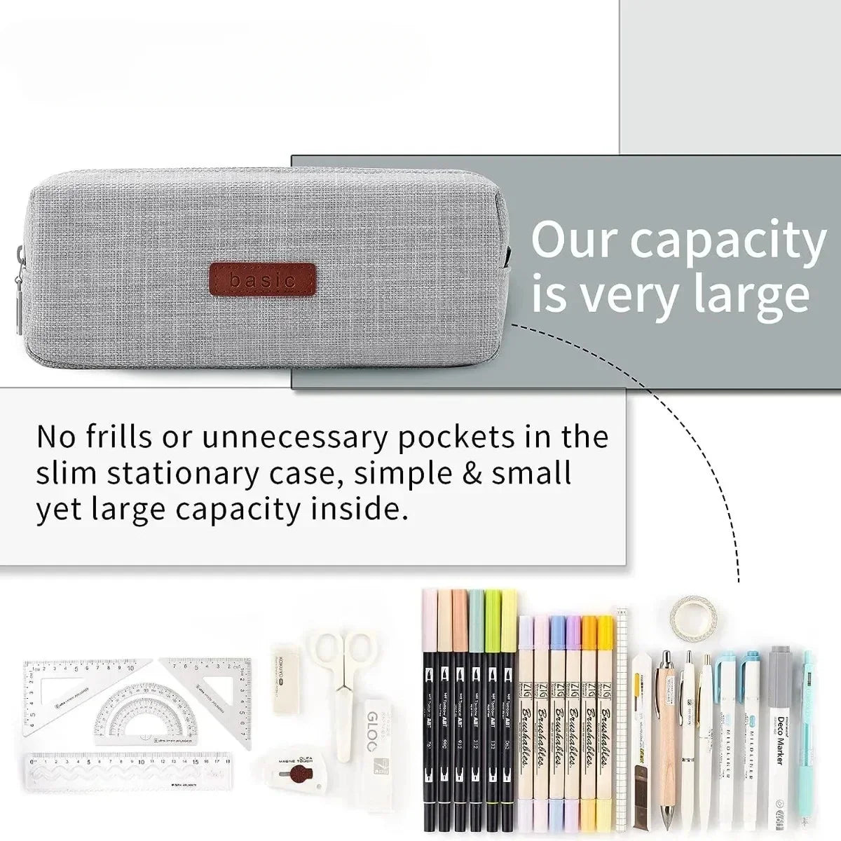 Pencil Case Bag for Girls and Boys Kawaii Washable Pen Box Multicolor