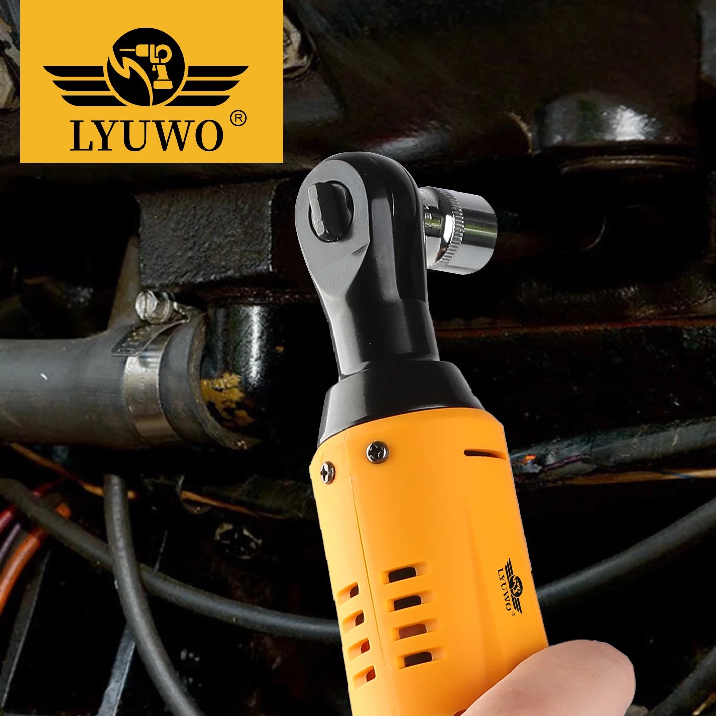 LYUWO 12V 3/8 Rechargeable Electric , Ratchet Set, Angle Drill,