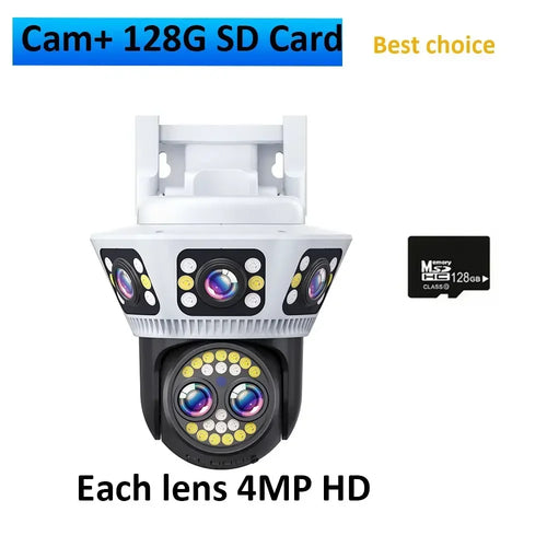 New 8K WiFi Camera Outdoor 10X Zoom Three Screen PTZ Video