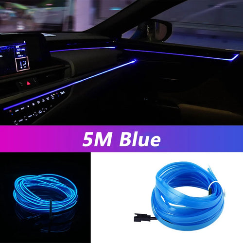 5M Car Interior Led Strip Light Neon EL Wiring Decorative Lamp For