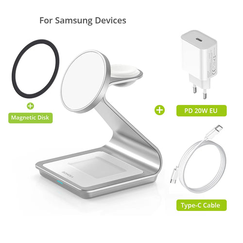 Bonola Magnetic 3 in 1 Wireless Charger Station for Samsung S24