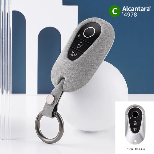 Alcantara Car Key Case Cover Holder Key Shell Buckle For 2023 Mercedes