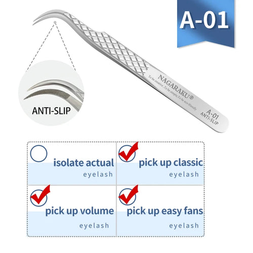 NAGARAKU Eyelash Extension Tweezers Makeup Tools Stainless Steel