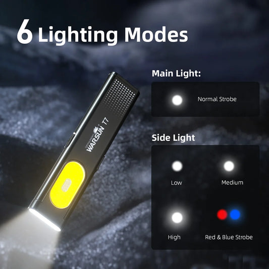 Warsun LED Keychain Flashlight USB-C Rechargeable 800Lm Portable Mini