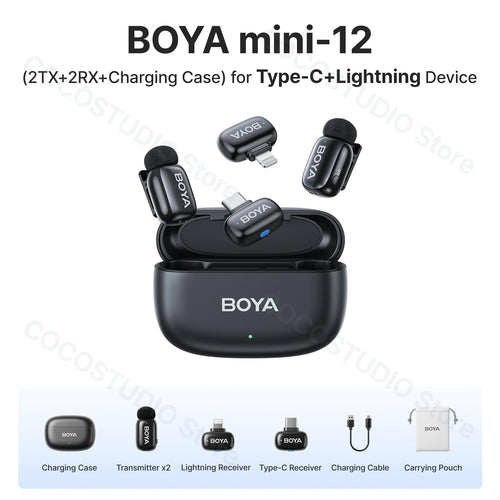 BOYA BOYA Mini Wireless Lavalier Microphone for iPhone Android USB-C