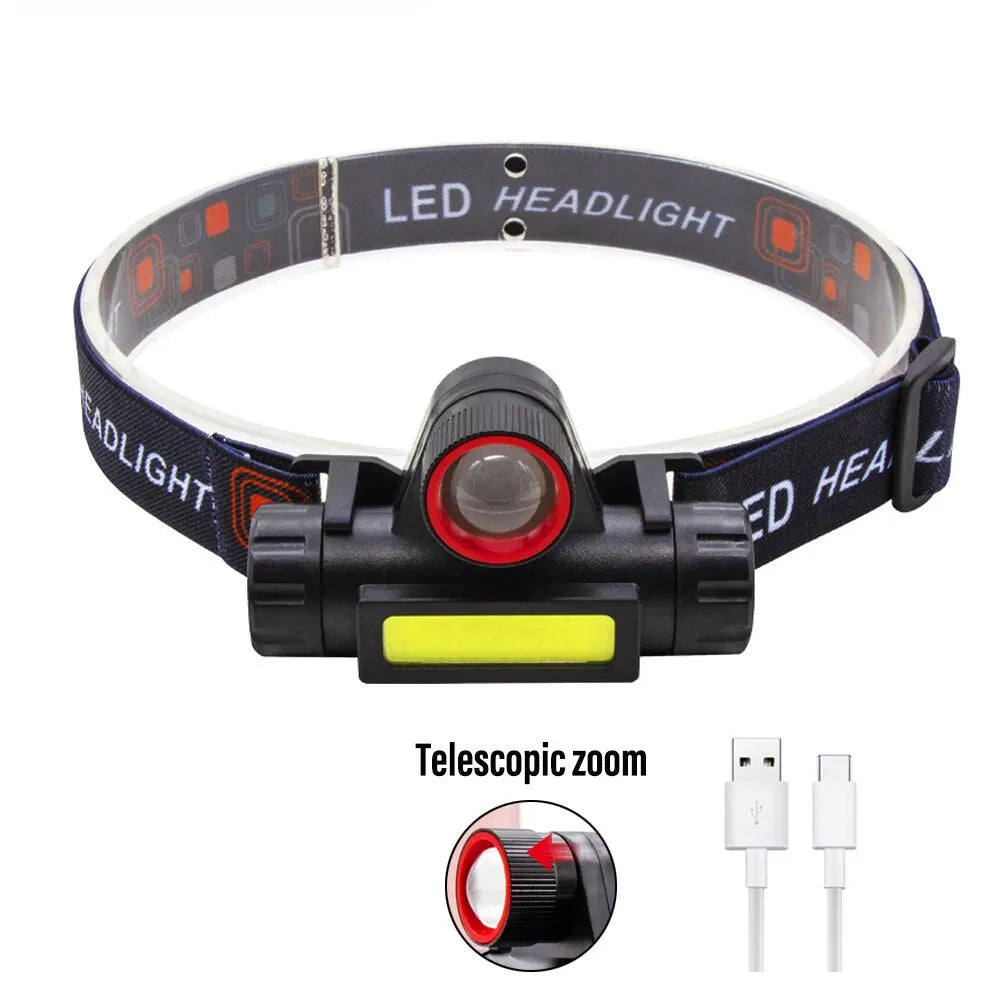 Rechargeable Fishing LED Headlamp Camping Headlight XPE COB Work Light