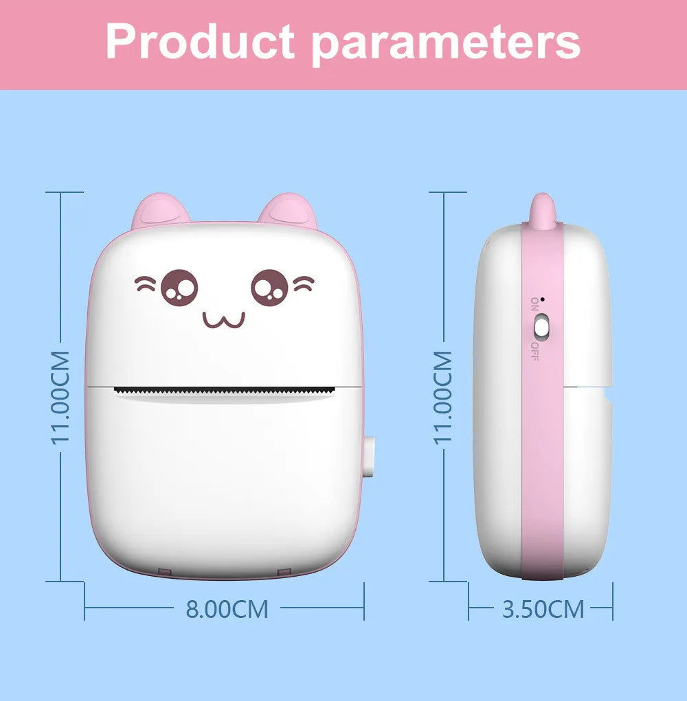 Meow Mini Label Printer Thermal Portable Printers Stickers Paper