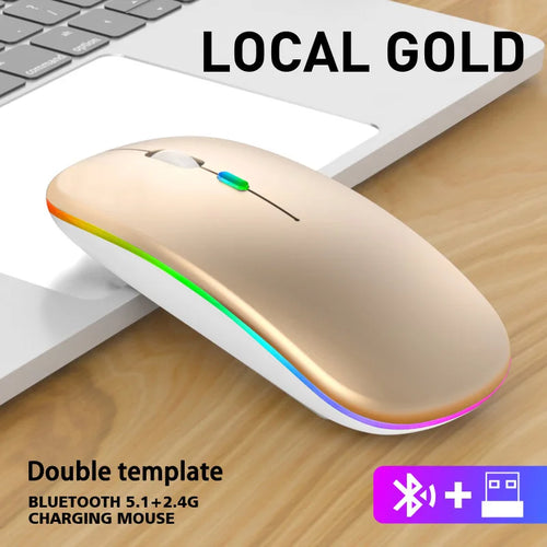 Wireless Mouse Bluetooth and 2.4GHz Dual Modes Rechargeable RGB