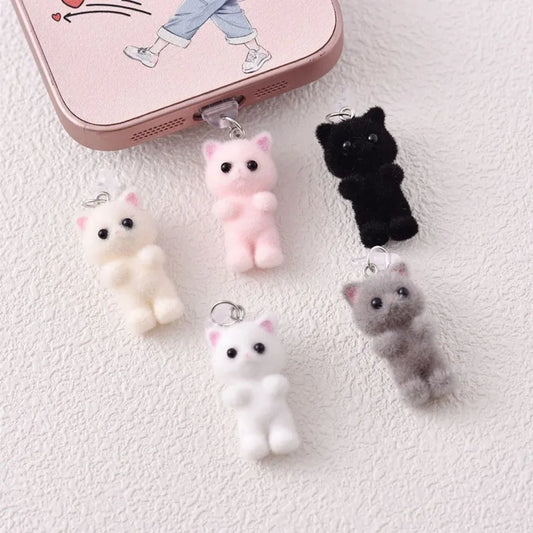 MINISO Resin Plush Cat Phone Dustproof Plug For iPhone Samsung Xiaomi