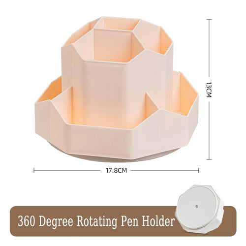 360°Rotatable Pen Holder Large Capacity Desk Pencil Storage Box 9-Grid