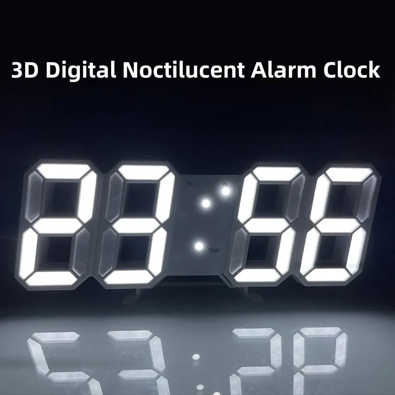 3D Mini Clock LED Digital Wall Clock Desk Clock Electronic Alarm Clock