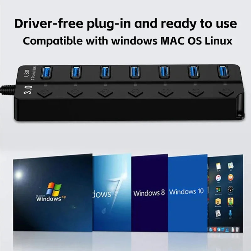 USB3.0 HUB 4in1 7in1USB Splitter 2.0 USB Adapter Multi-Port