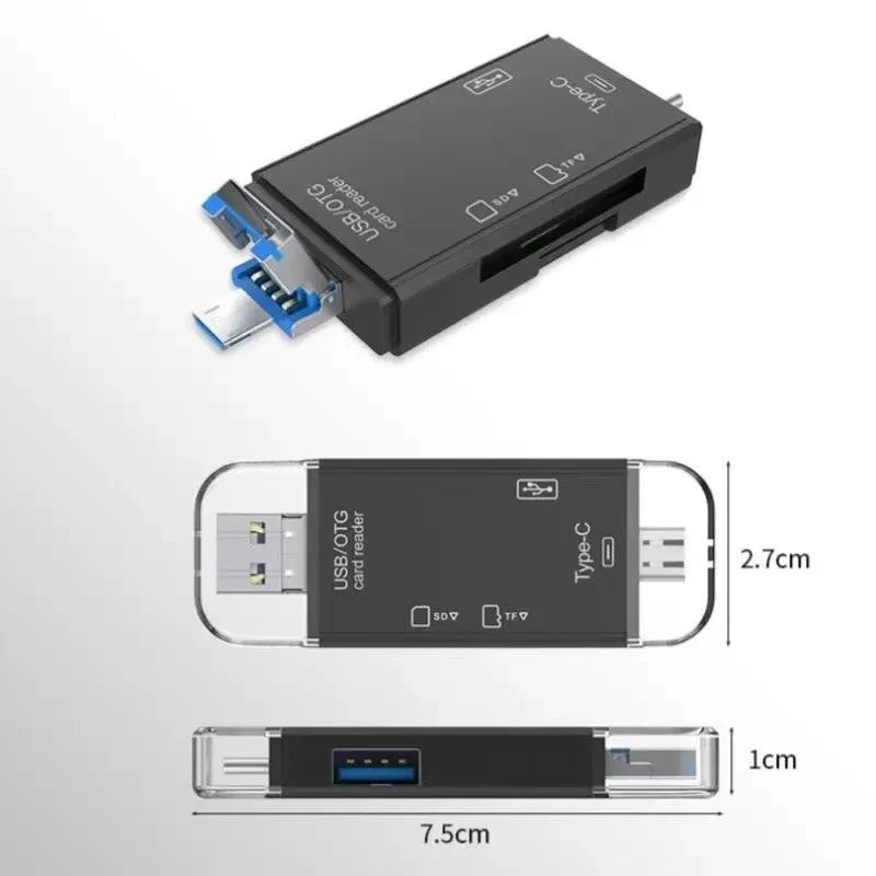 6 In 1 Multifunction Card Reader Computer Mobile OTG Converter TF SD