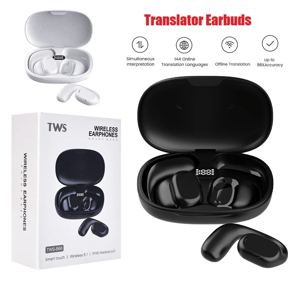 2023 New 144 Languages AI Voice Translator Earbuds Real Time OffLine