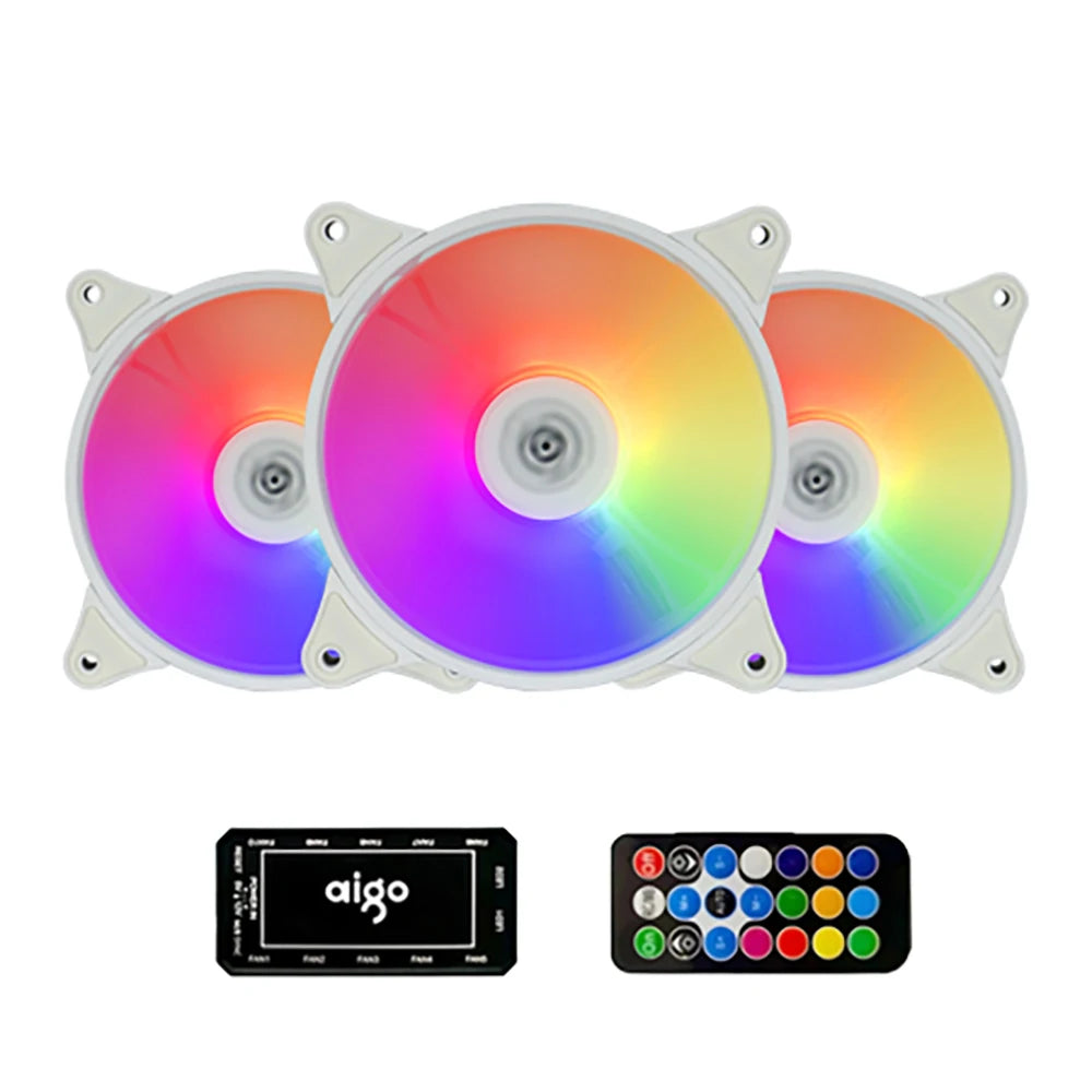Aigo AR12 White 120mm PC Computer Case Fan Cooling Cooler 6PIN