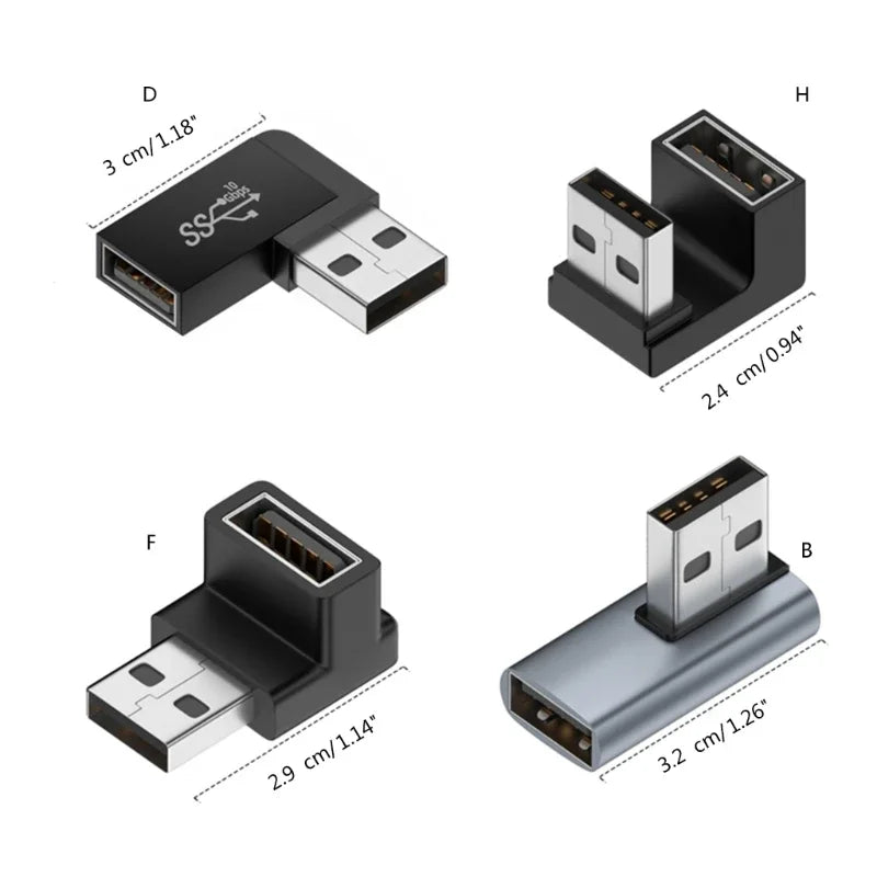 90 Degree USB 3.0 Male to Female Right Angle Extension Adapter USB