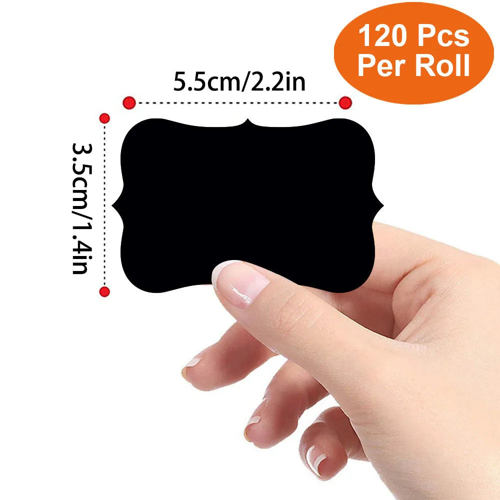 120Pcs/Roll 3 Styles Removable Blackboard Stickers With Erasable Pen