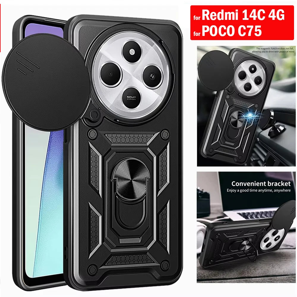 Armor Funda for Xiaomi 14 Ultra Redmi A4 14C 4G POCO C75 Case Slide