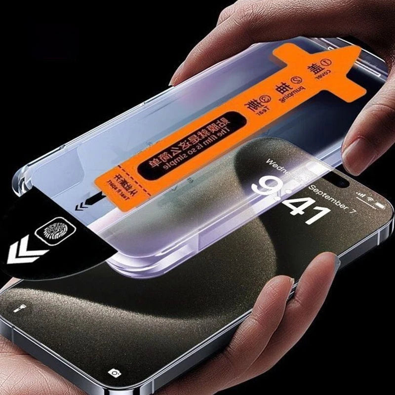 Premium Tempered Glass For iPhone 16 15 Pro Max Dust Free Screen
