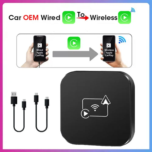 Mini Box Wired to Wireless CarPlay and Android Auto Wireless Adapter