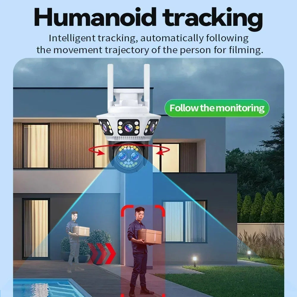 New 8K WiFi Camera Outdoor 10X Zoom Three Screen PTZ Video