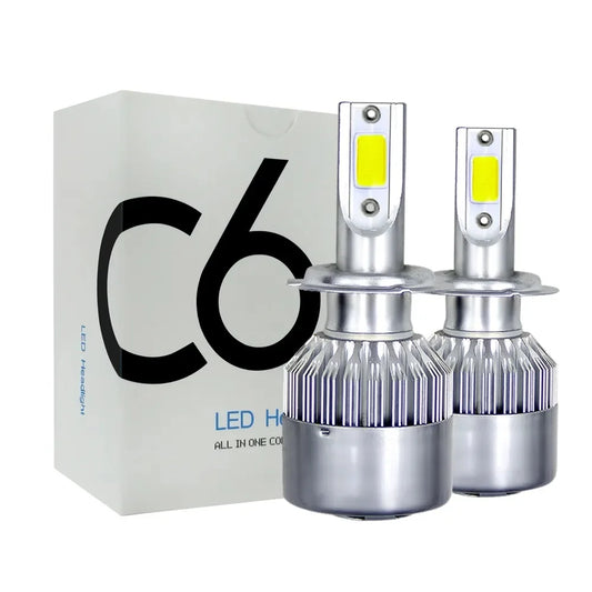 2pcs C6 72W H11 H4 Hi/Lo H1 H7 COB LED H11 HB3 9005 HB4 9006 Car