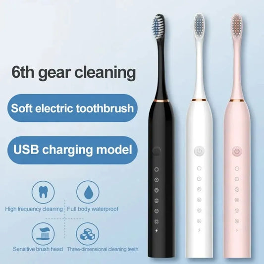 Electric Ultrasonic Toothbrush Six Speed Mode Home Soft Hair USB