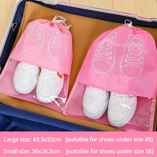 5pcs/set Shoe Storage Bag With Thickened Non-woven Fabric Strap Mouth