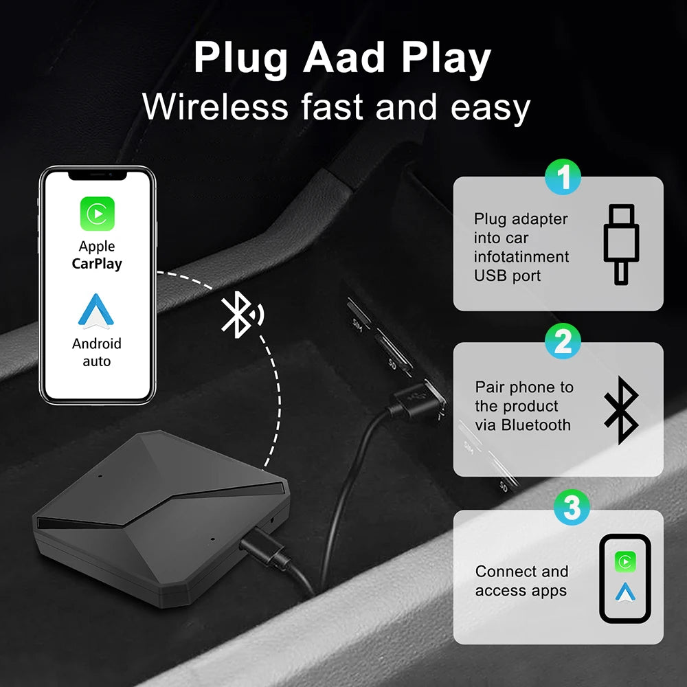 2in1 Wireless CarPlay Dongle Wireless Android Auto Box For Car Radio