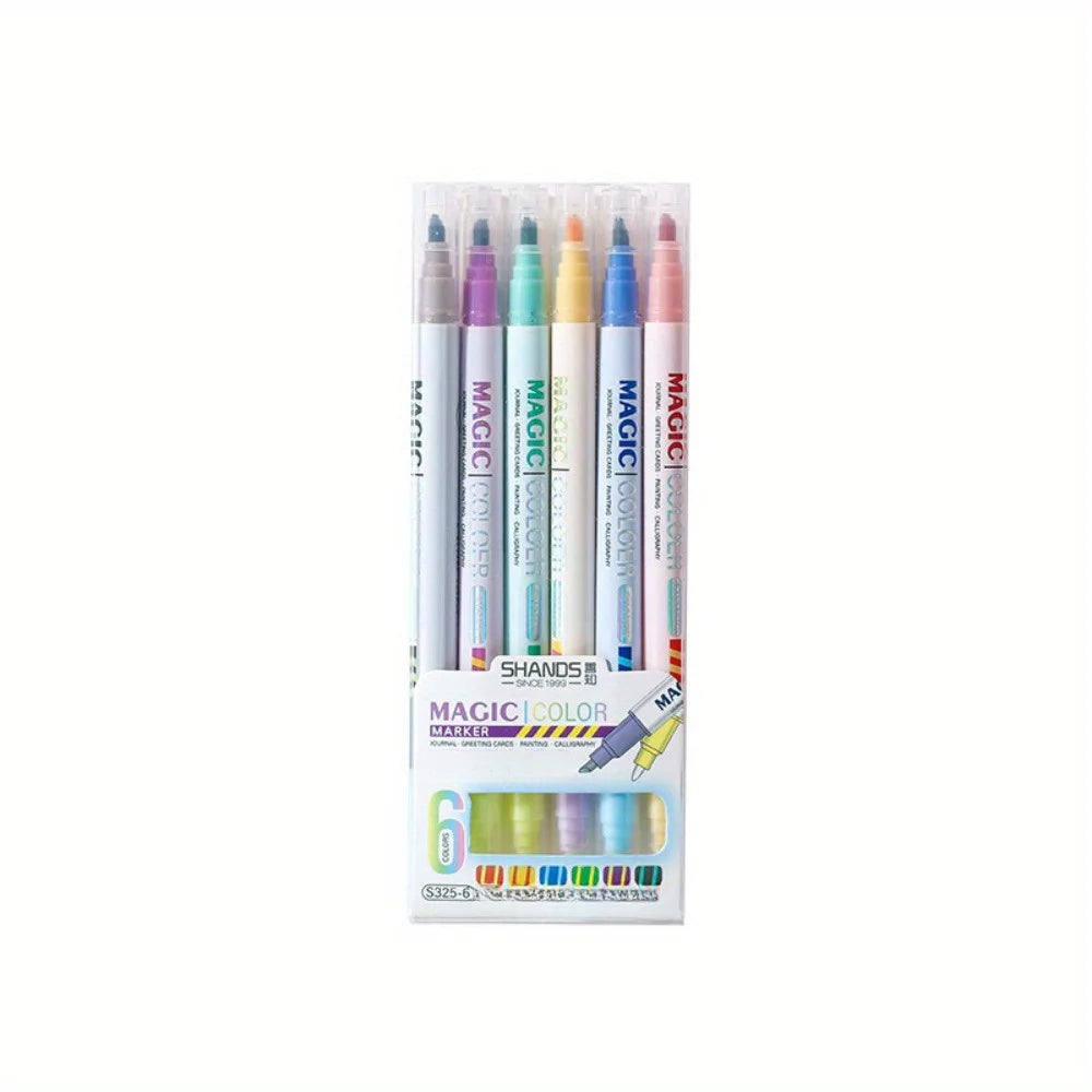 12pcs Double-ended Magic Color Marker Pen Changing Highlighter Pen Set