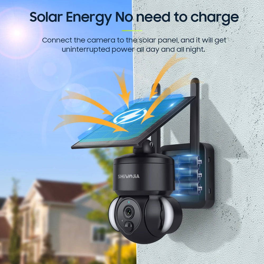 SHIWOJIA Outdoor Camera 4G / Wifi Solar Powered 7500mAh Battery with