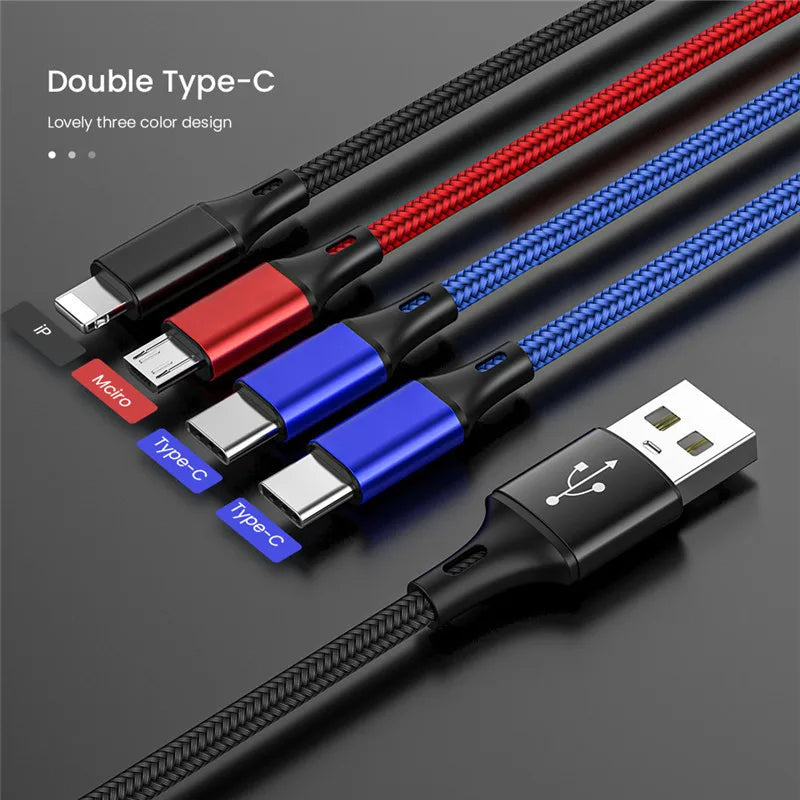 4 in 1 USB Charging Cable For iPhone 13 12 14Pro Max Mini 3 in 1 Micro