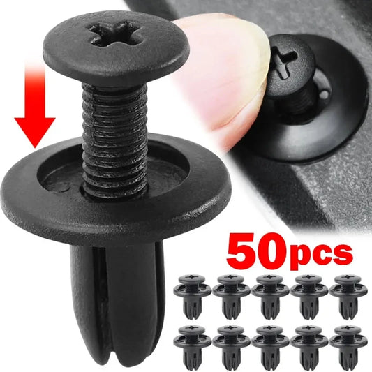 50pcs Car 8mm Hole Plastic Rivets Fastener Push Clip Black Auto
