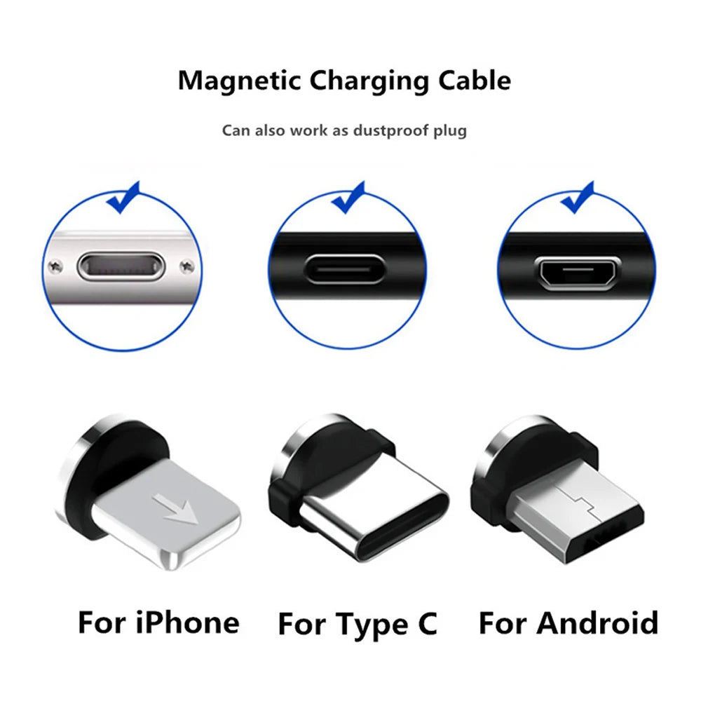 Magnetic Cable Adapter Mobile Phone Cable Micro USB Type C Dust Plugs
