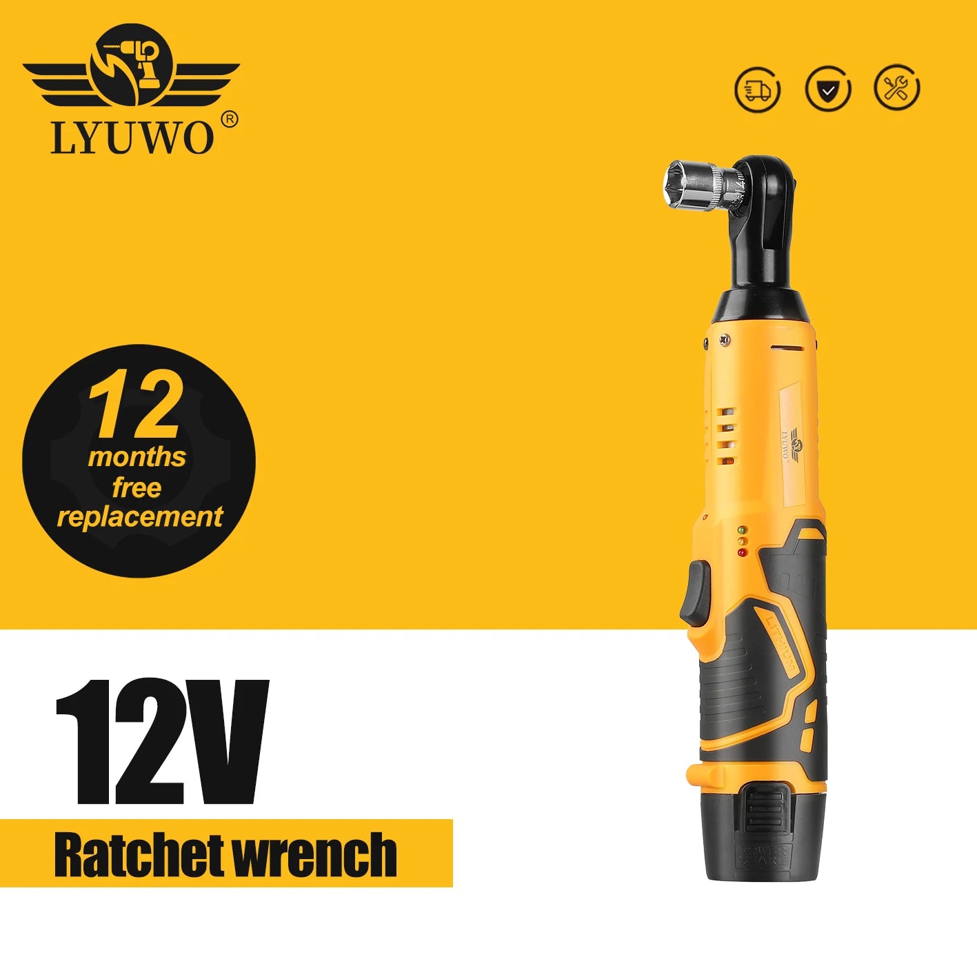 LYUWO 12V 3/8 Rechargeable Electric , Ratchet Set, Angle Drill,