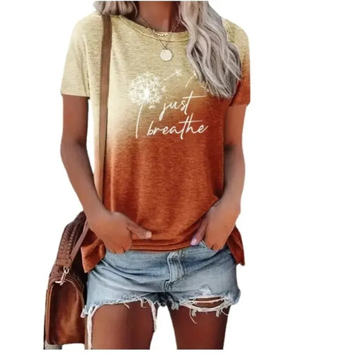 2024 New Spring Summer Women's T- Shirt Dandelion 3 Gradual Print