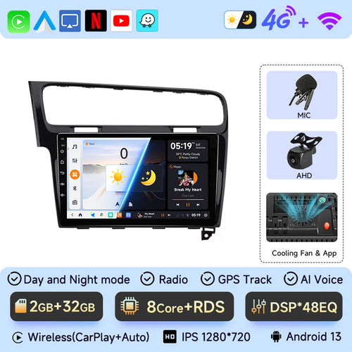 JIUYIN 10.1 Inch  Android 13 Auto Radio for VW Golf 7 2013-2017