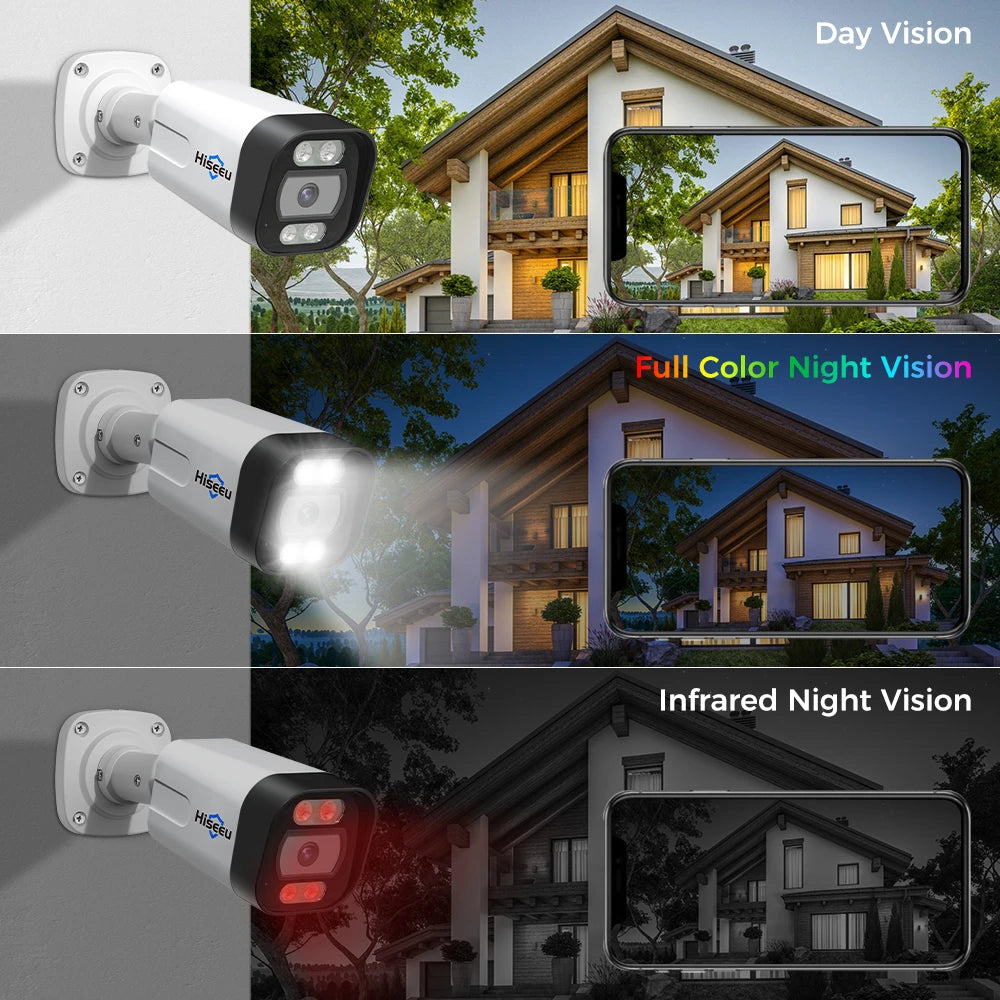 Hiseeu POE 5MP 8MP 4K IP Camera Color Night Vision Face Detection