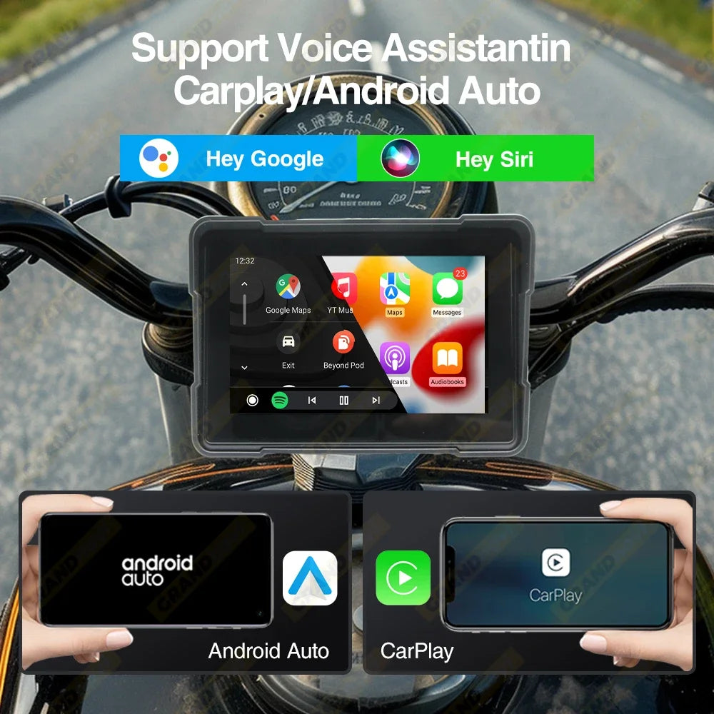 Universal 5 inch Motorcycle Wireless Apple Carplay Android Auto
