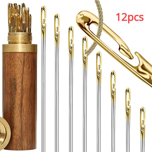 12pcs Blind Needle Elderly Needle-side Hole Hand Household Stainless