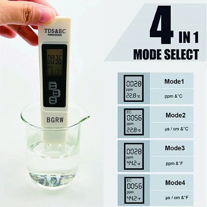1PC White Digital Water Quality Tester TDS EC Meter Range 0 to 9990