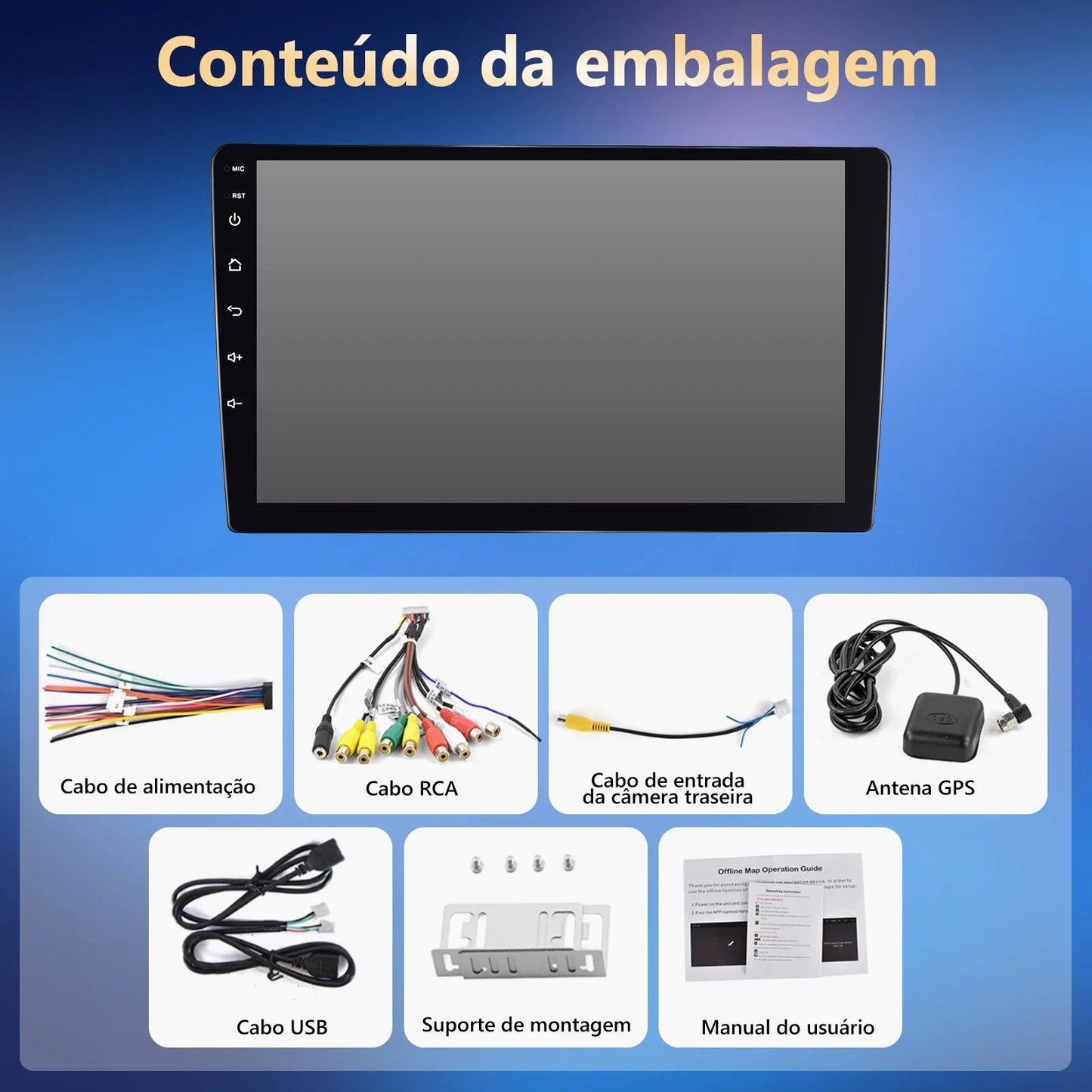 Podofo 2din Android GPS Car Stereo Carplay Radio Bluetooth FM Car MP5