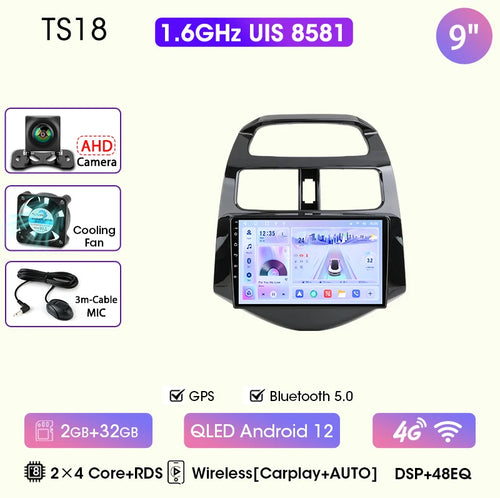 JMCQ 9" Car Stereo Radio For Chevrolet Spark Beat Matiz Creative 2010