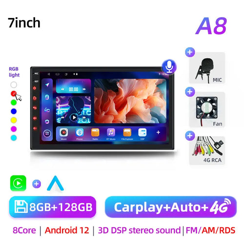 2Din Android 7"/9"/10" QLED IPS Car Radio Autoradio 2 Din Universal