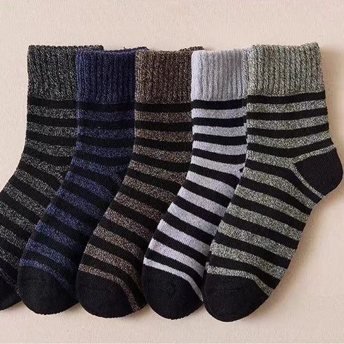 5 Pairs Of Men's Socks, Autumn And Winter Vintage Fun Fashion Athletic