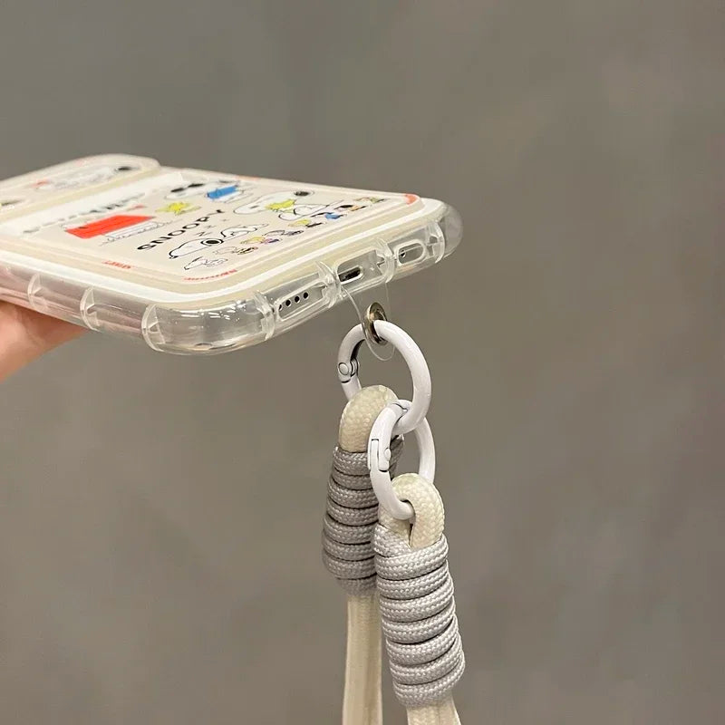 Cute Cartoon Peanut Snoopy Card Holder Pocket Phone Case For iPhone 16