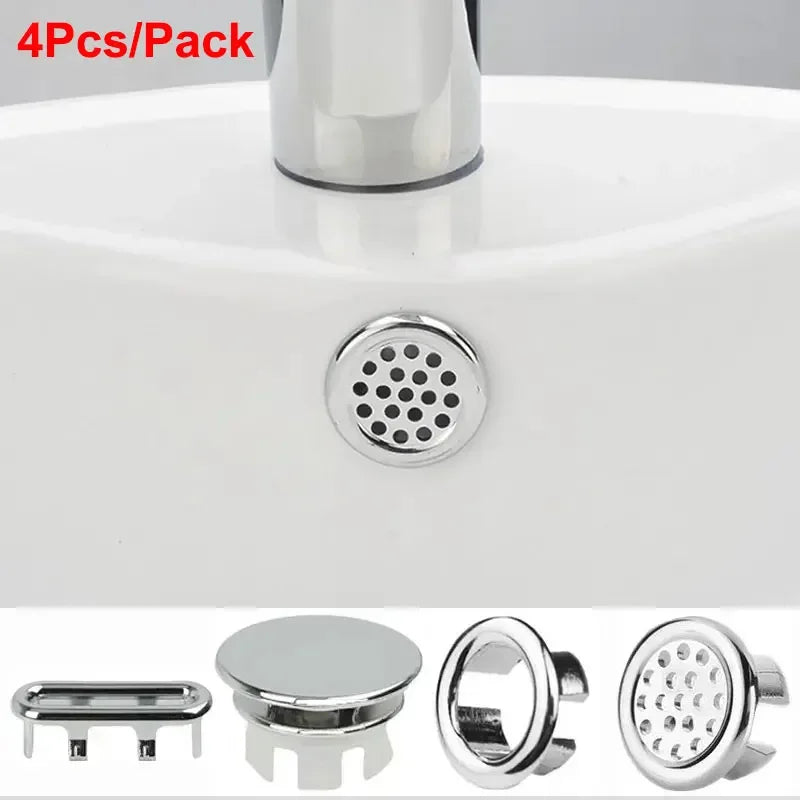4Pcs Kitchen Bathroom Basin Circular Overflow Drain Cover Decoration