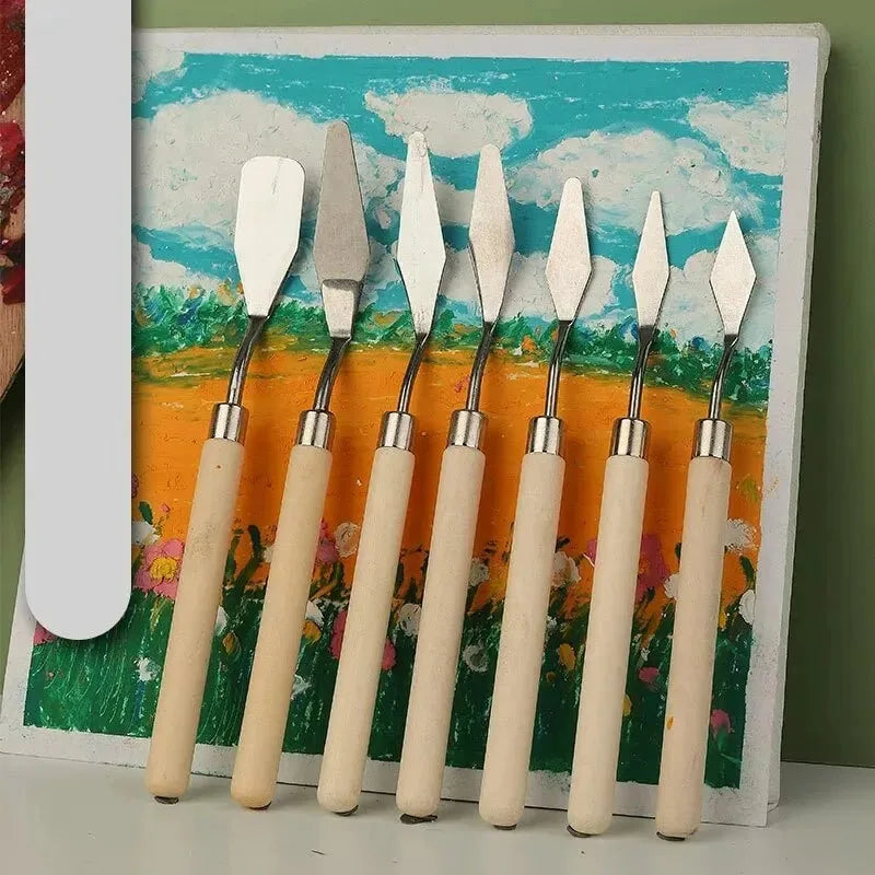 7Pcs Stainless Steel Oil Painting Knives Artist Crafts Spatula Palette