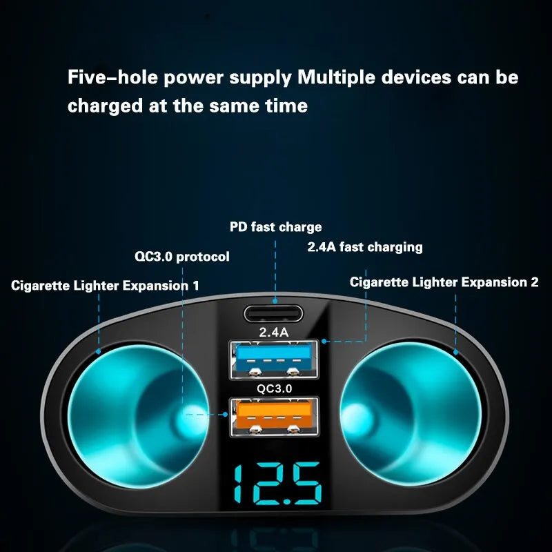 Multiple Devices Can Be Charged at the Same Time with Digital Display