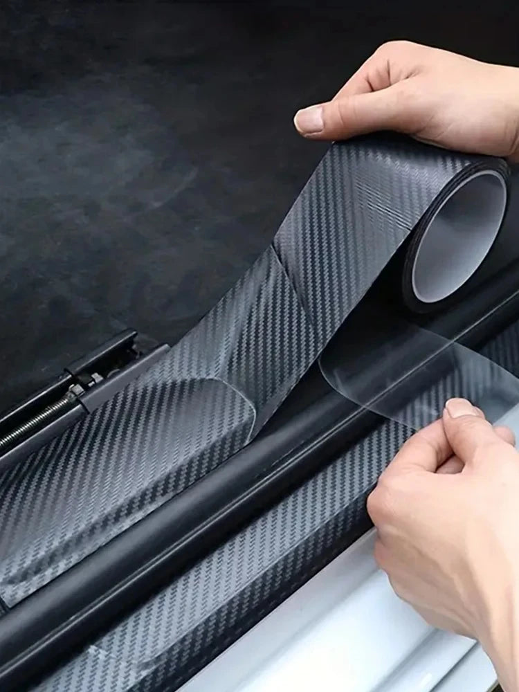 3D Carbon Fiber Sticker Paste Car Threshold Protective Film Anti